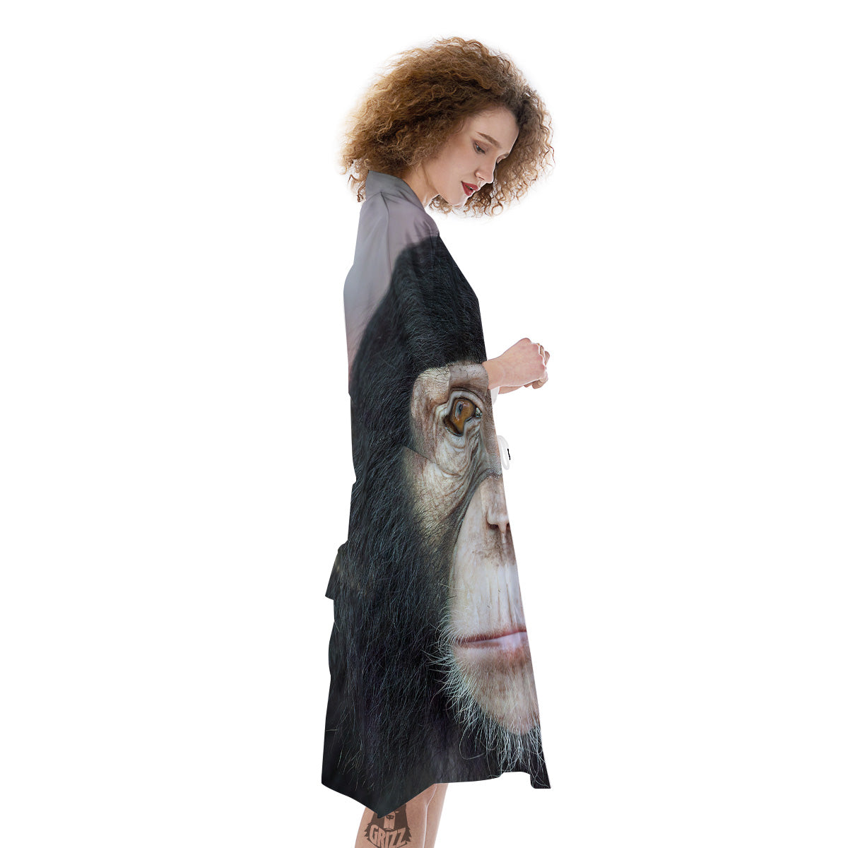 Portrait Chimpanzee Print Kimono-grizzshop