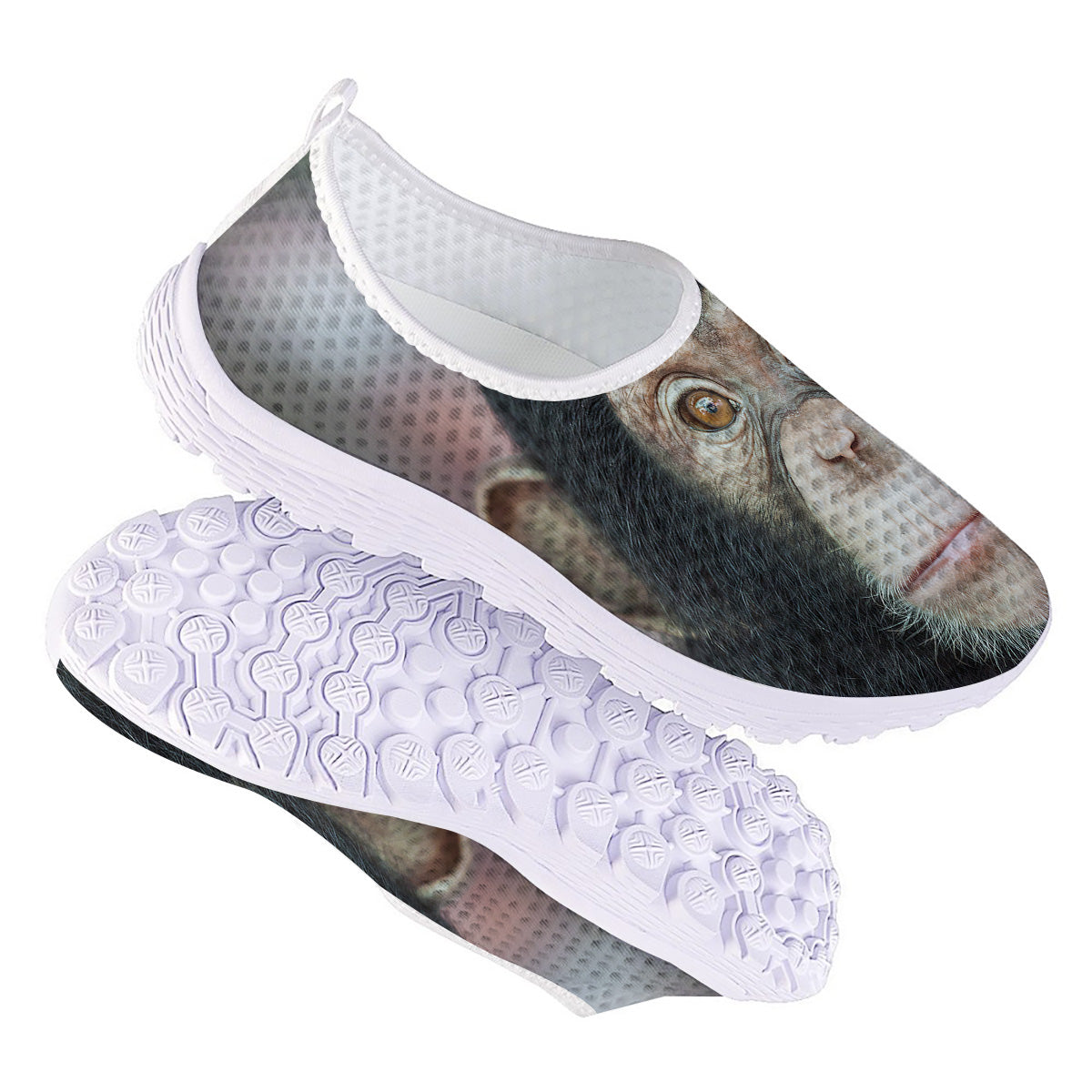 Portrait Chimpanzee Print Nurse Shoes-grizzshop