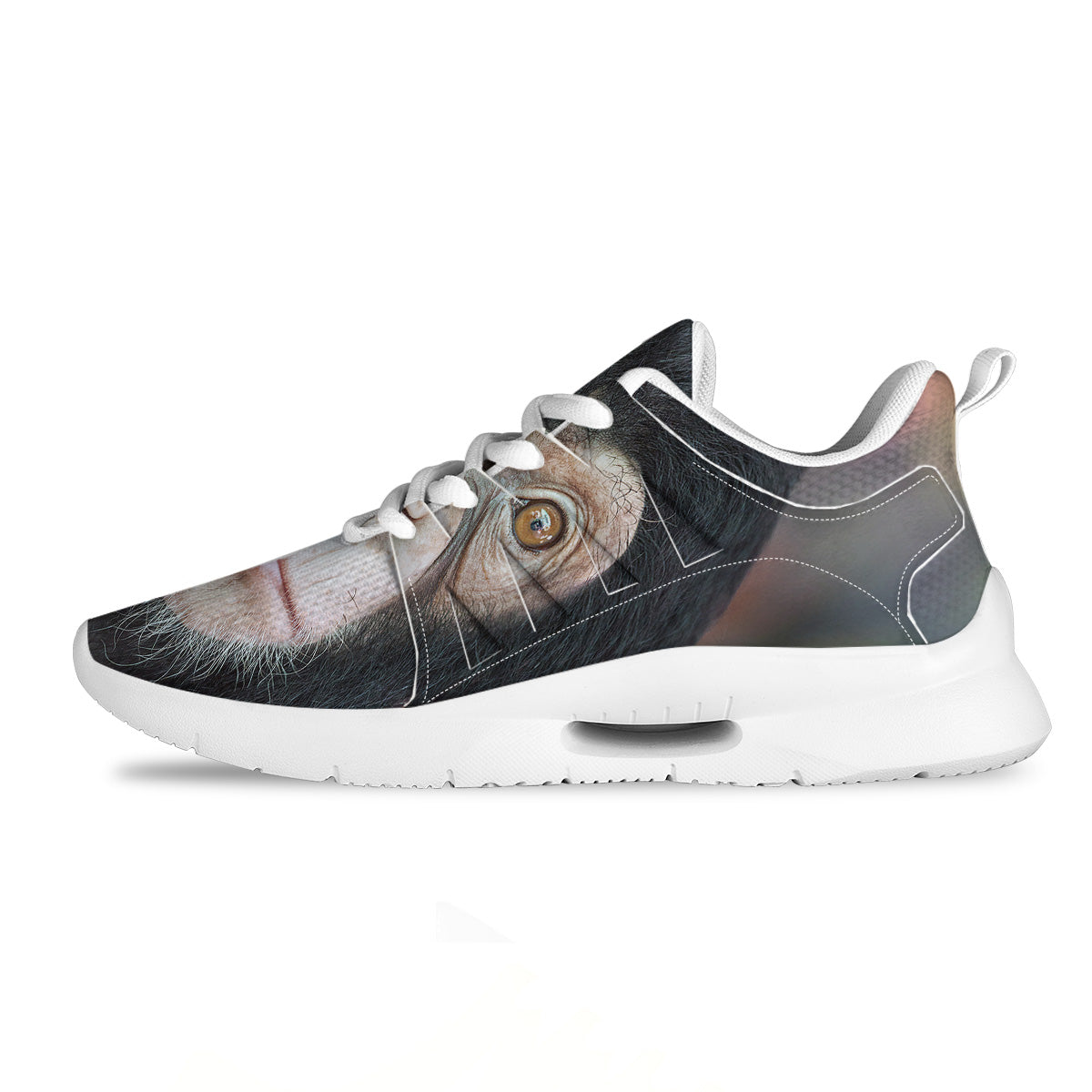 Portrait Chimpanzee Print Tennis Shoes-grizzshop