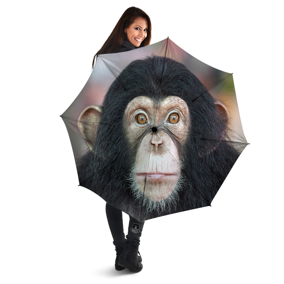 Portrait Chimpanzee Print Umbrella-grizzshop