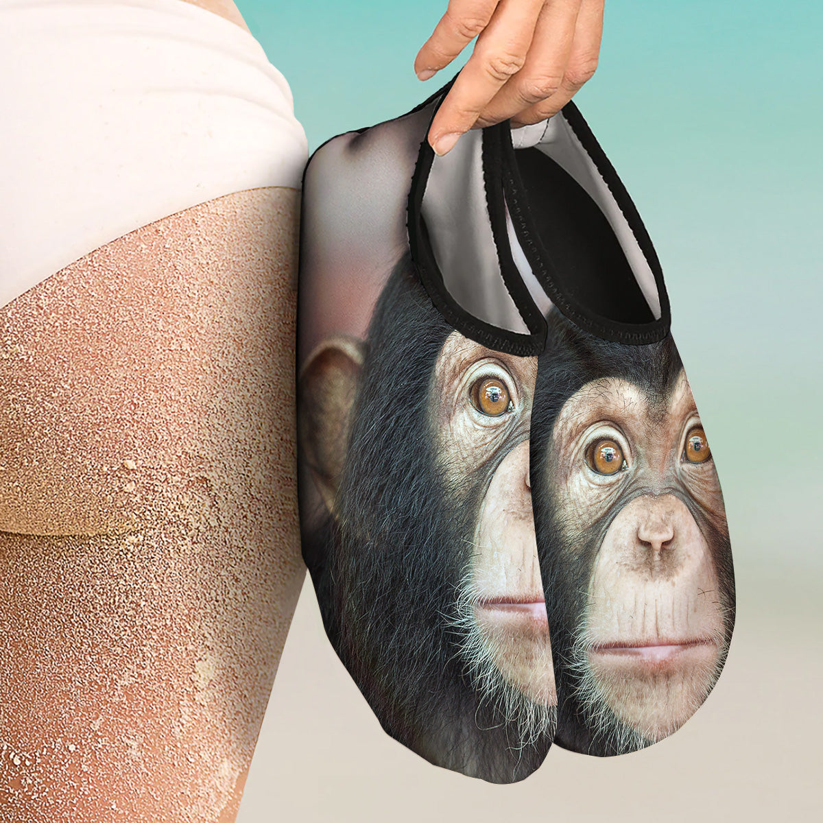 Portrait Chimpanzee Print Water Shoes-grizzshop