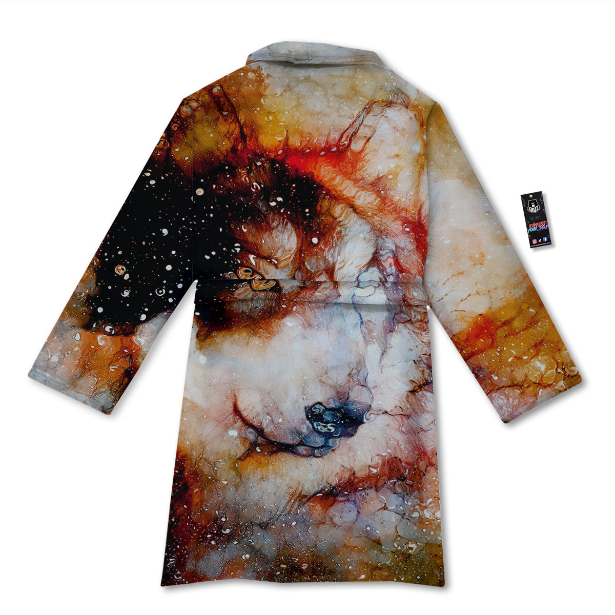 Portrait Cosmic Wolf Print Bathrobe-grizzshop