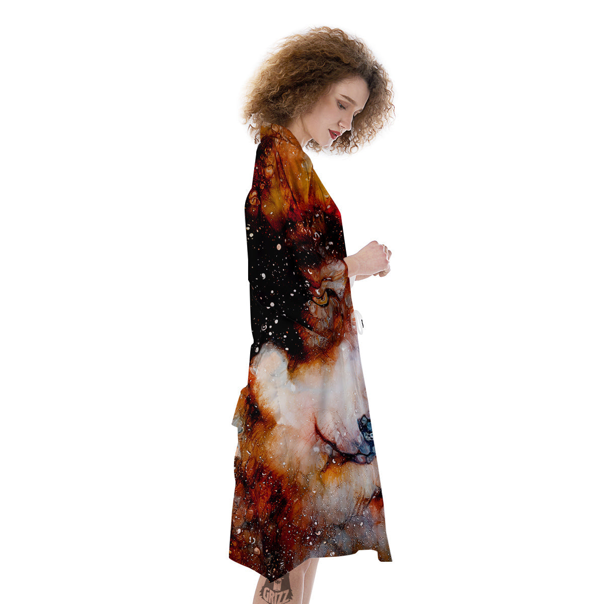 Portrait Cosmic Wolf Print Kimono-grizzshop