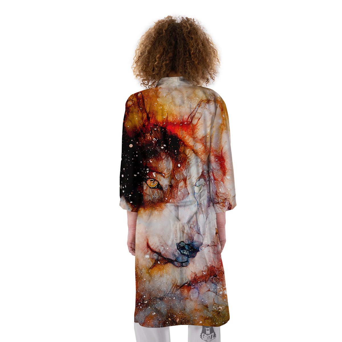 Portrait Cosmic Wolf Print Kimono-grizzshop
