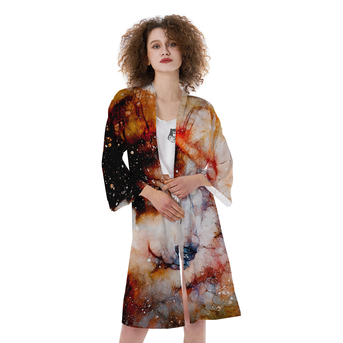 Portrait Cosmic Wolf Print Kimono-grizzshop