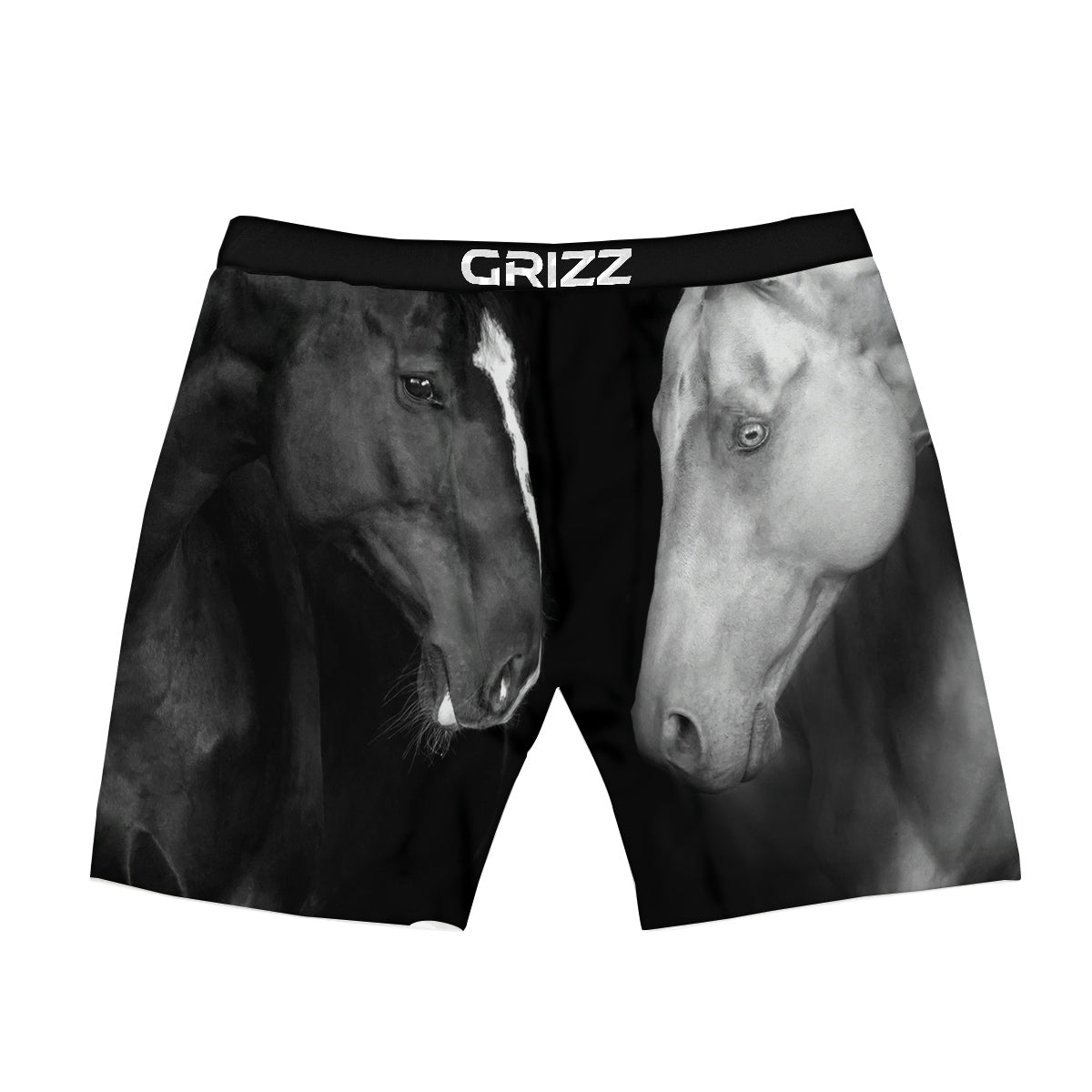 Portrait Couple Horses Print Boxer Briefs-grizzshop
