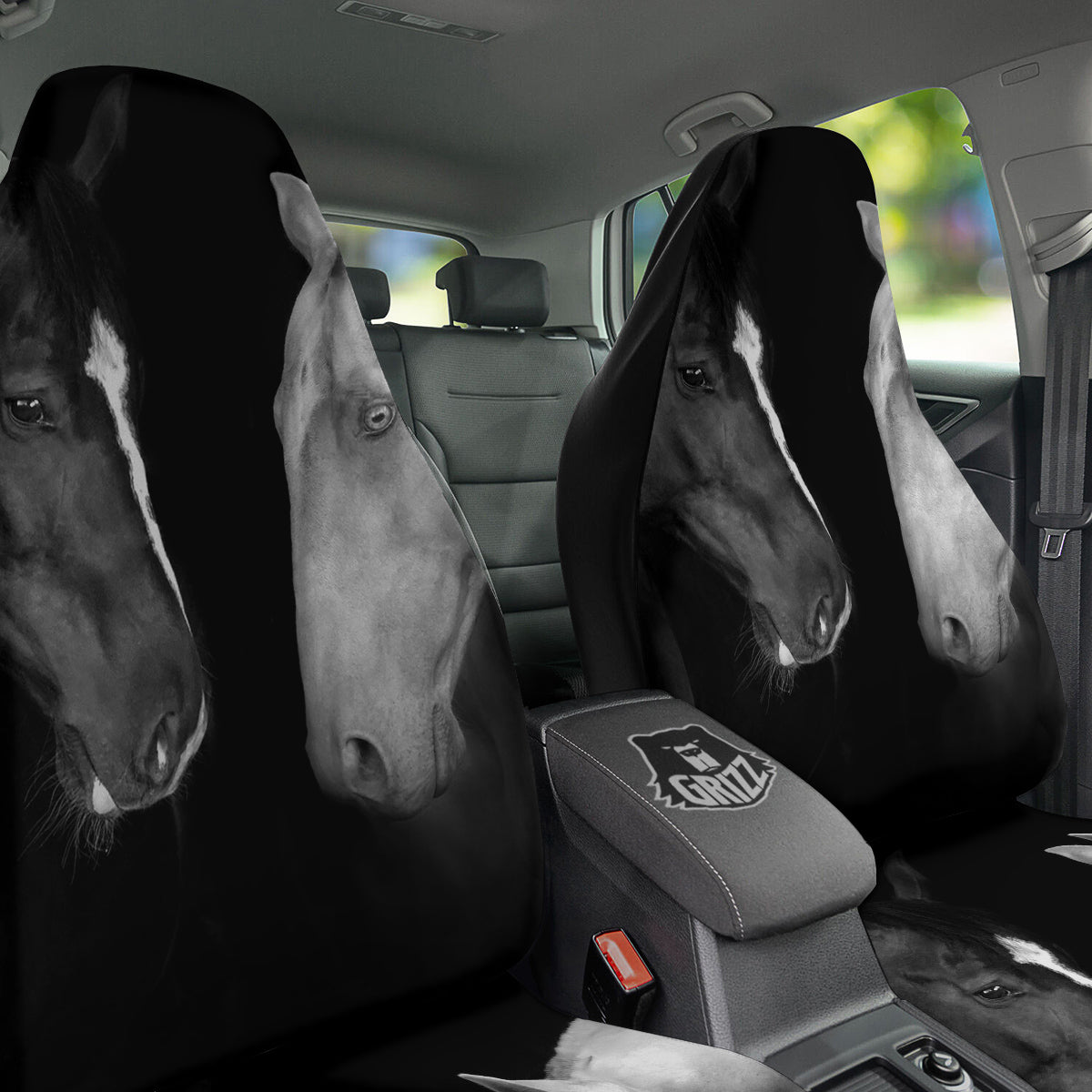 Portrait Couple Horses Print Car Seat Covers-grizzshop
