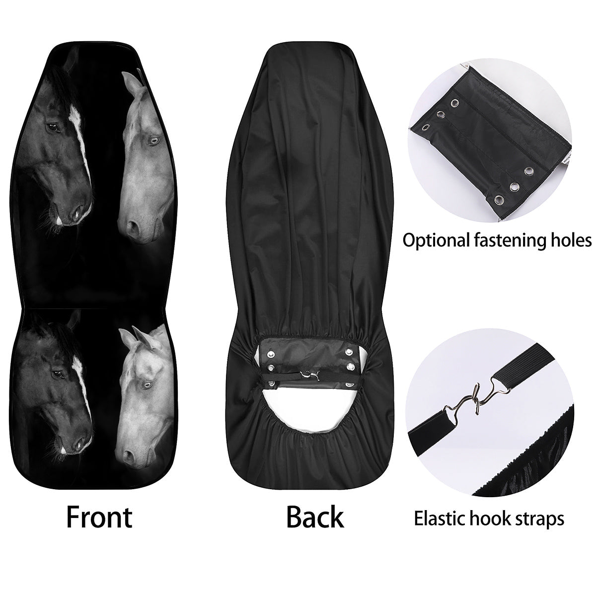 Portrait Couple Horses Print Car Seat Covers-grizzshop