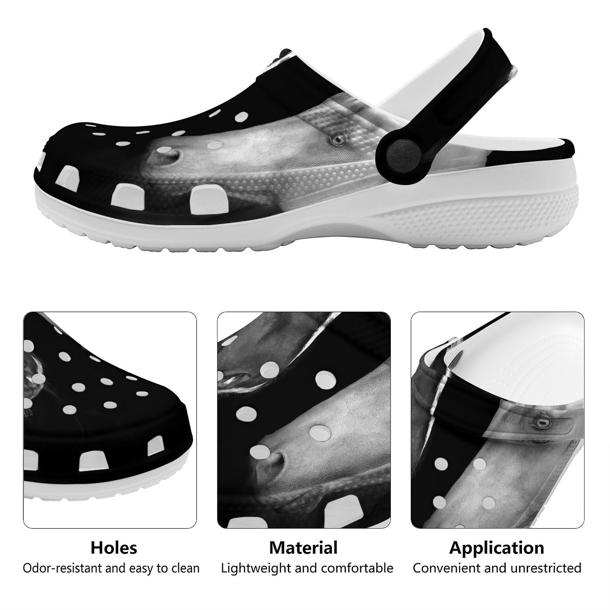 Portrait Couple Horses Print Clog-grizzshop