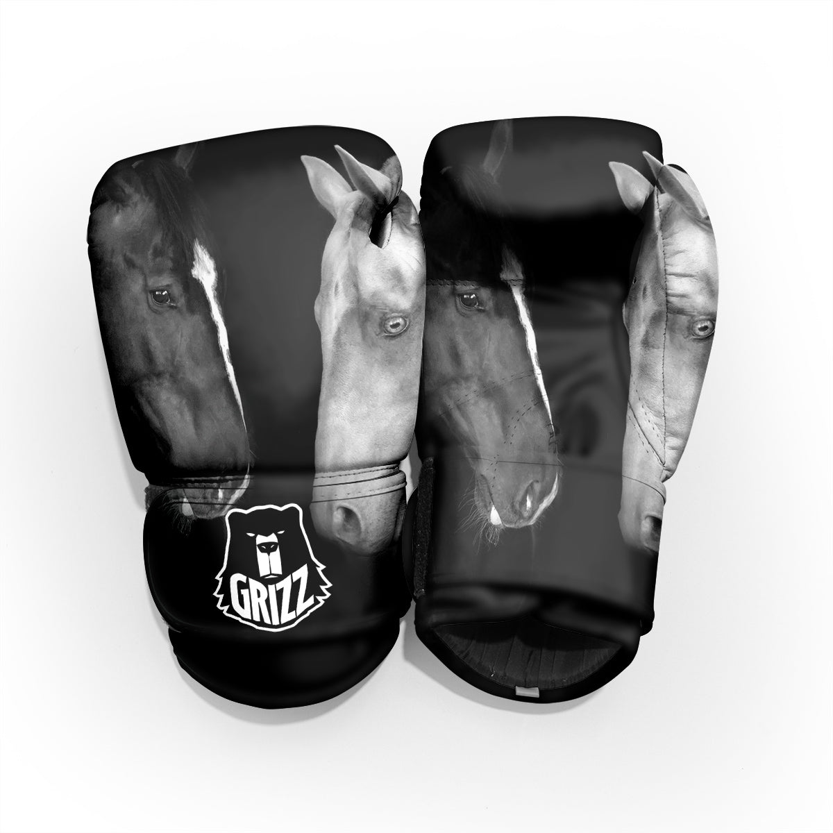 Portrait Couple Horses Print Pro Boxing Glove