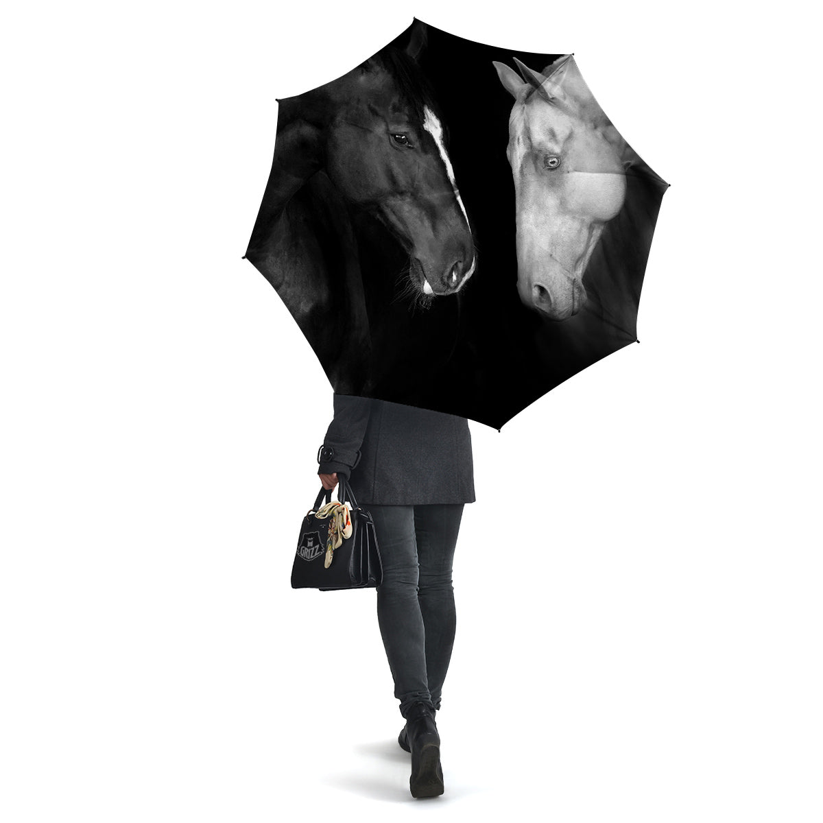 Portrait Couple Horses Print Umbrella-grizzshop