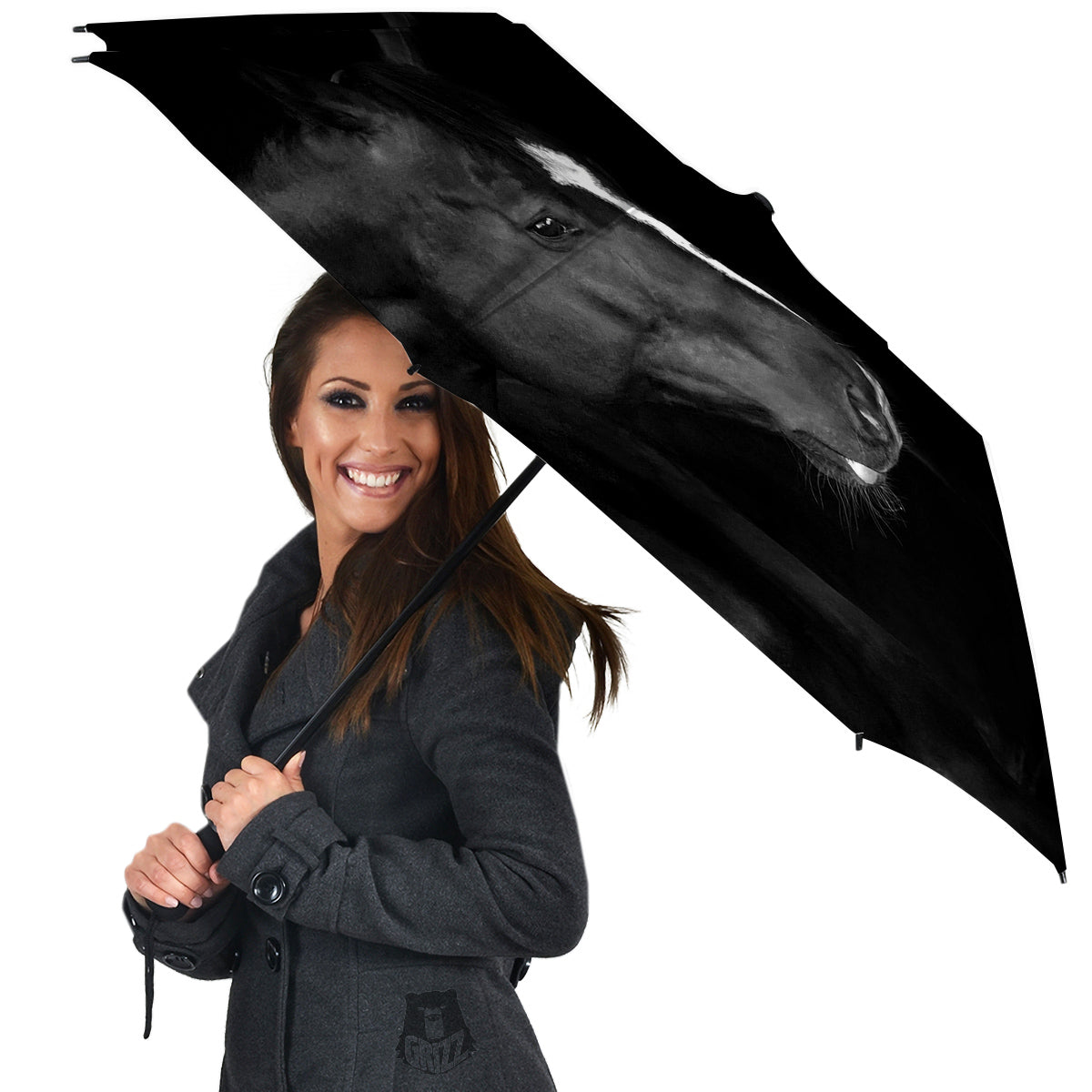 Portrait Couple Horses Print Umbrella-grizzshop