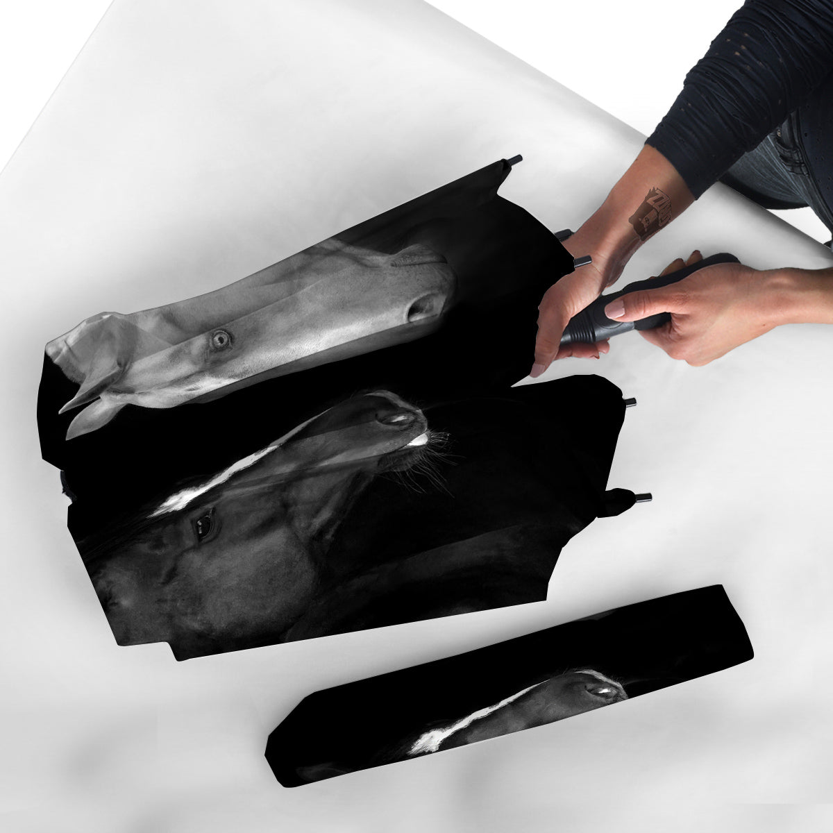 Portrait Couple Horses Print Umbrella-grizzshop