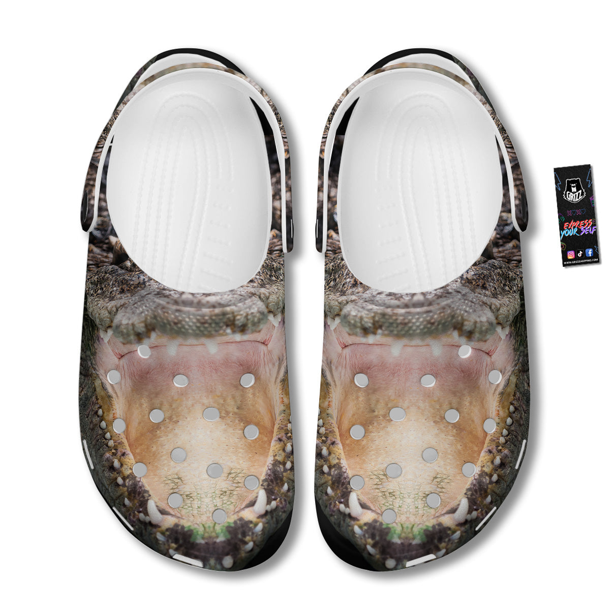 Portrait Crocodile Print Clog-grizzshop