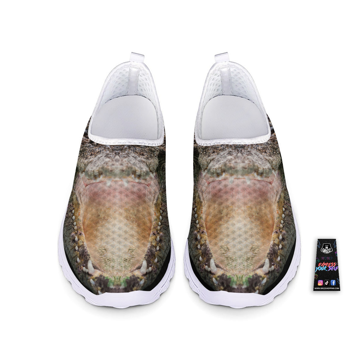 Portrait Crocodile Print Nurse Shoes-grizzshop