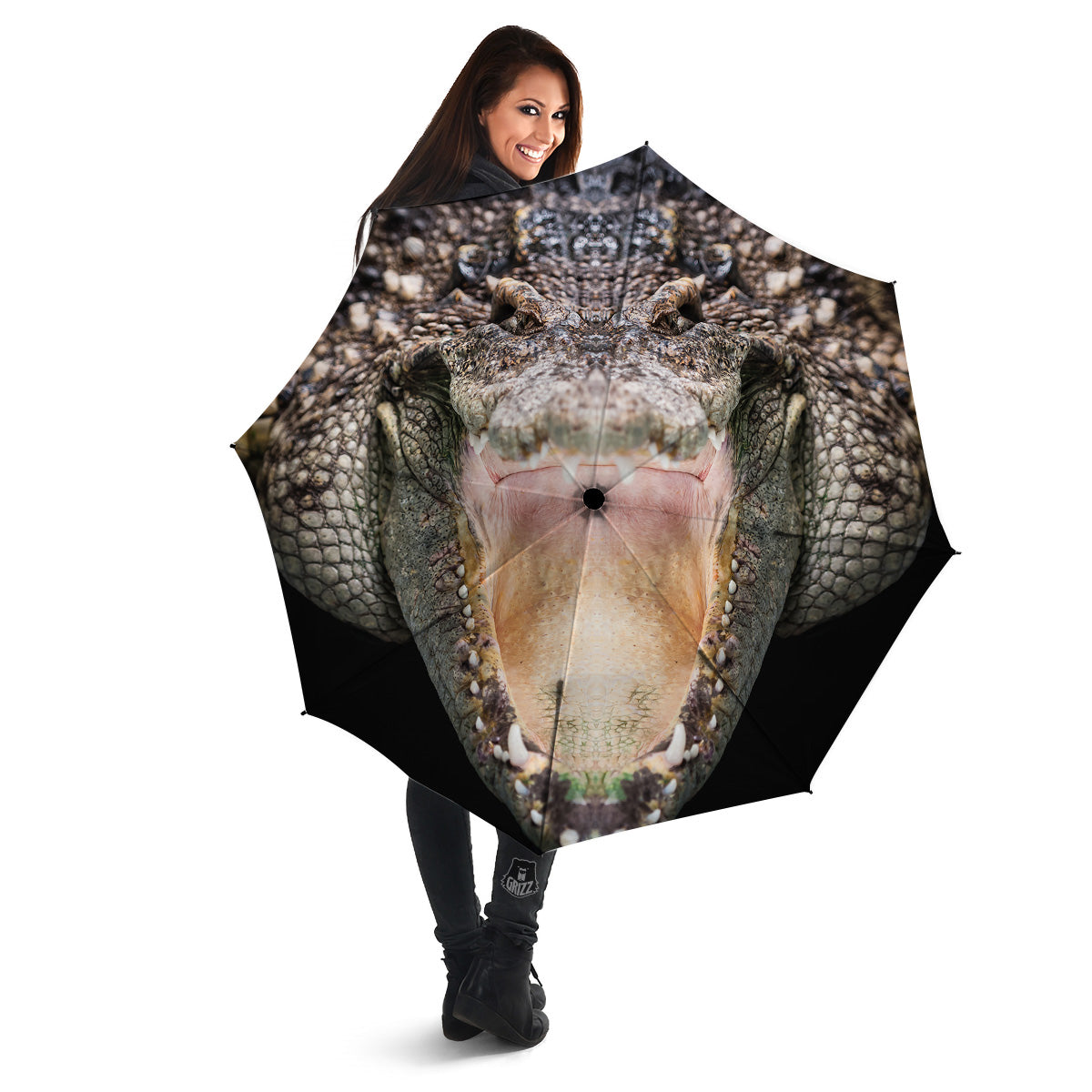 Portrait Crocodile Print Umbrella-grizzshop