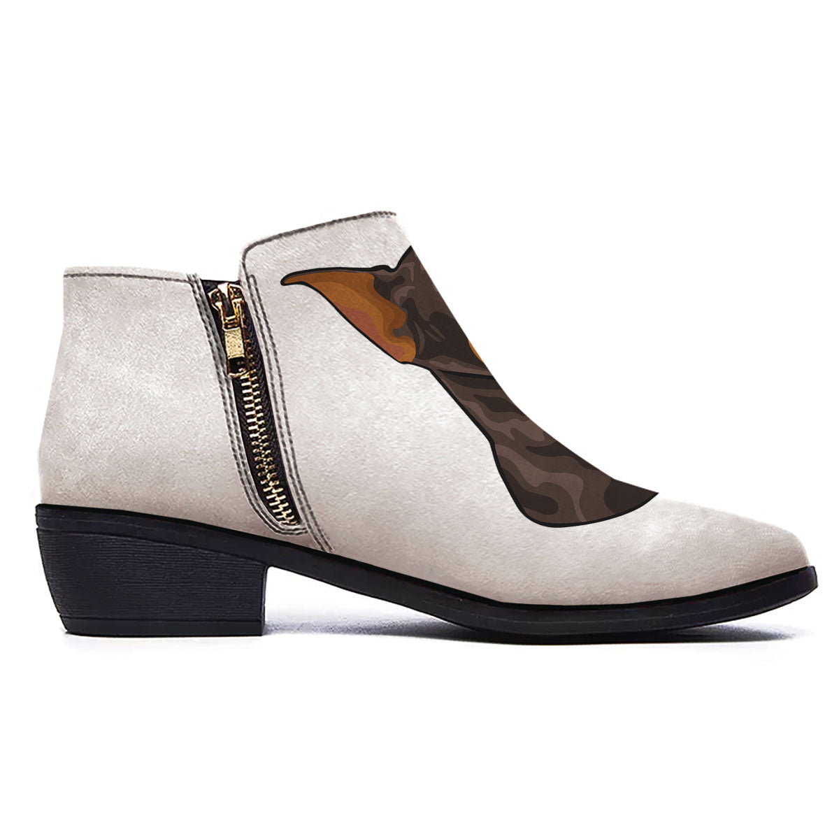 Portrait Dobermann Print Ankle Boots-grizzshop