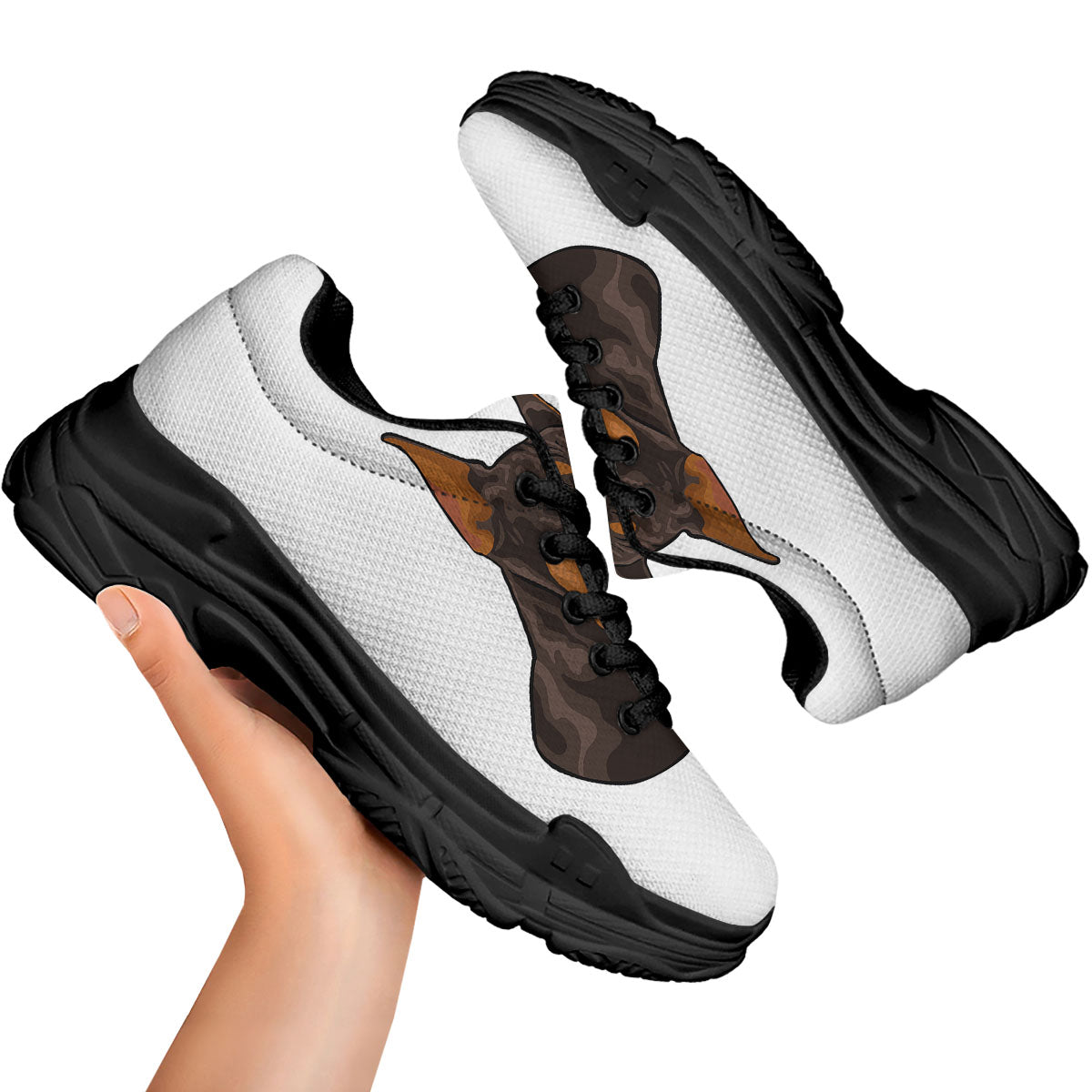 Portrait Dobermann Print Black Chunky Shoes-grizzshop