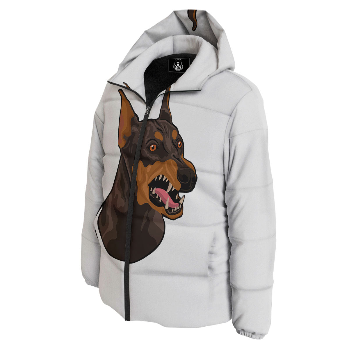 Portrait Dobermann Print Down Jacket-grizzshop
