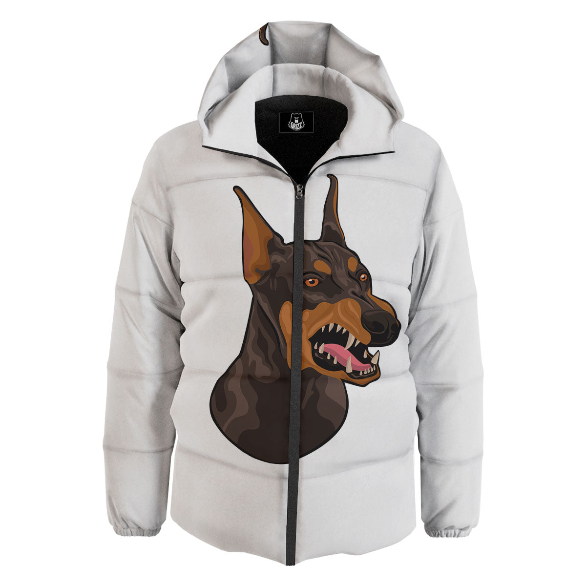 Portrait Dobermann Print Down Jacket-grizzshop