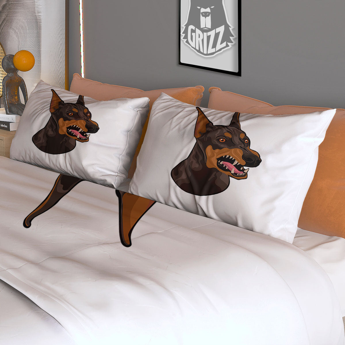 Portrait Dobermann Print Duvet Cover Bedding Set
