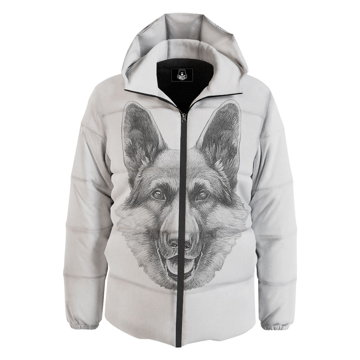 Portrait Dog German Shepherd Print Down Jacket-grizzshop