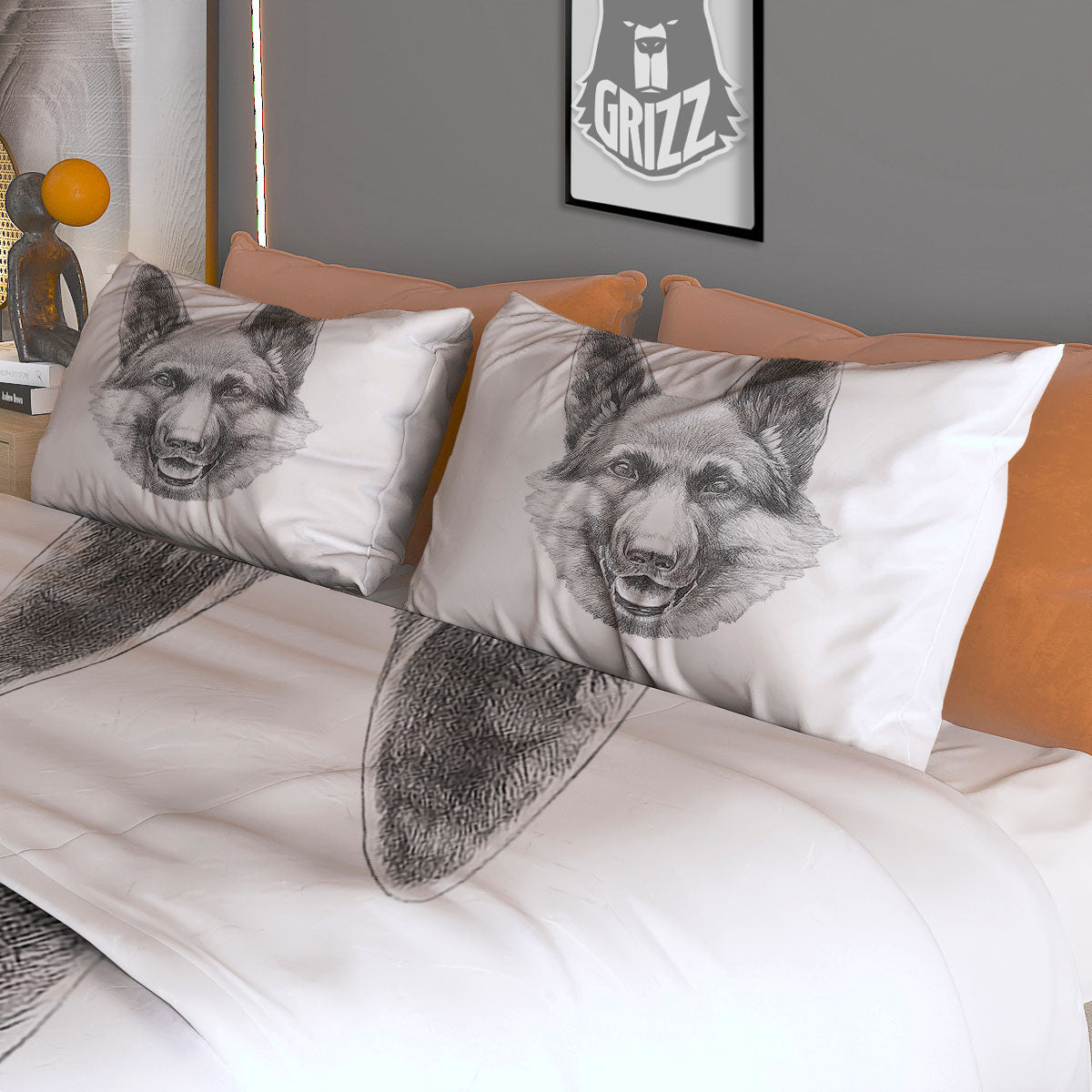 Portrait Dog German Shepherd Print Duvet Cover Bedding Set
