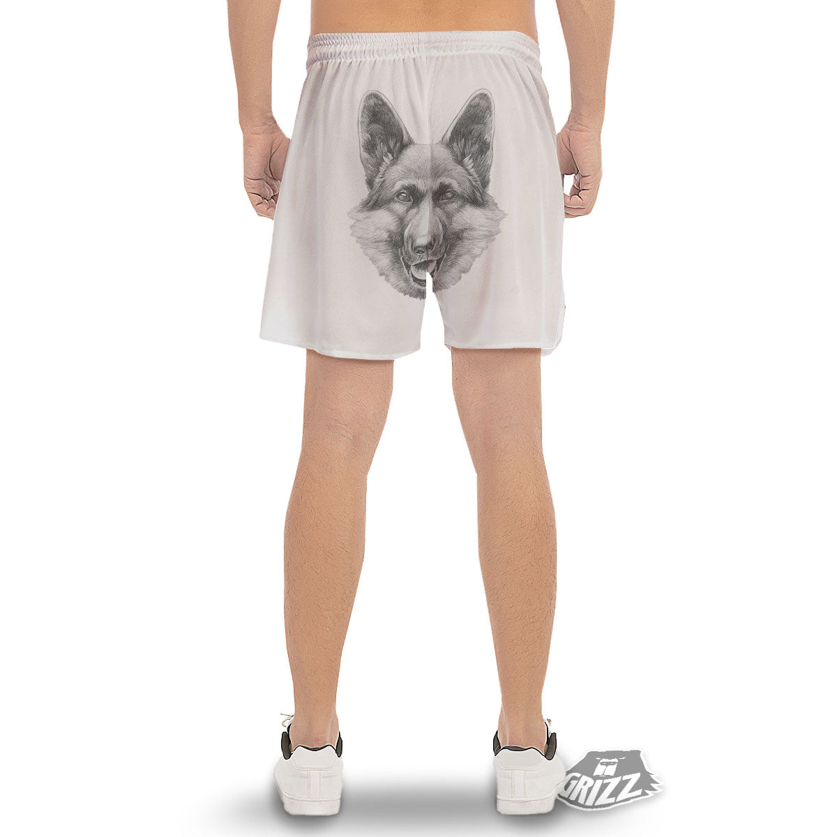 Portrait Dog German Shepherd Print Men's Gym Shorts-grizzshop