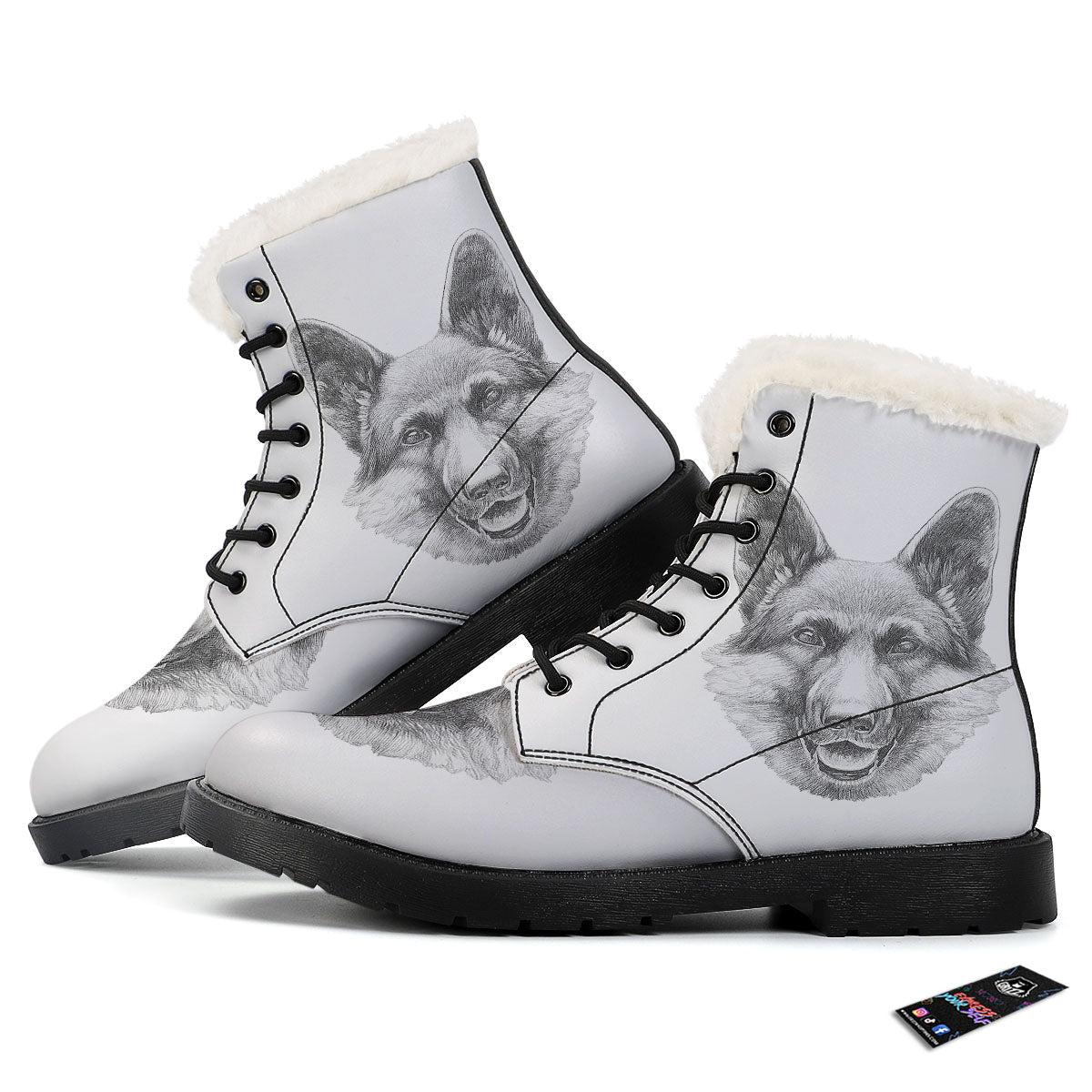 Portrait Dog German Shepherd Print Winter Boots-grizzshop
