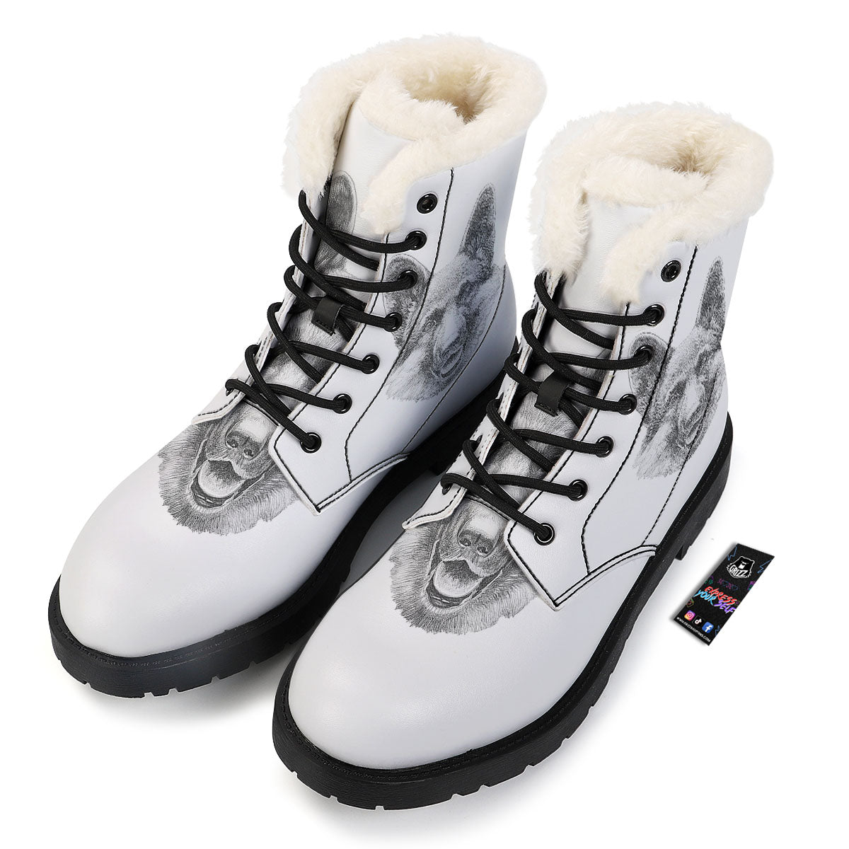 Portrait Dog German Shepherd Print Winter Boots-grizzshop