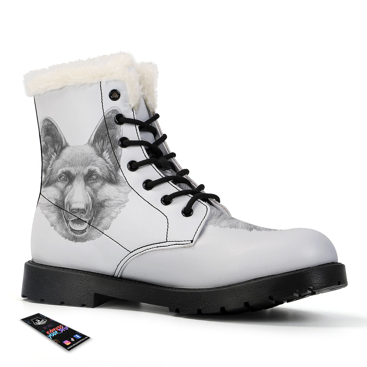 Portrait Dog German Shepherd Print Winter Boots-grizzshop