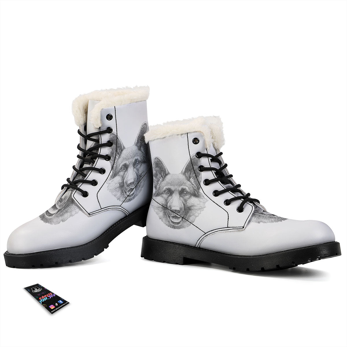 Portrait Dog German Shepherd Print Winter Boots-grizzshop