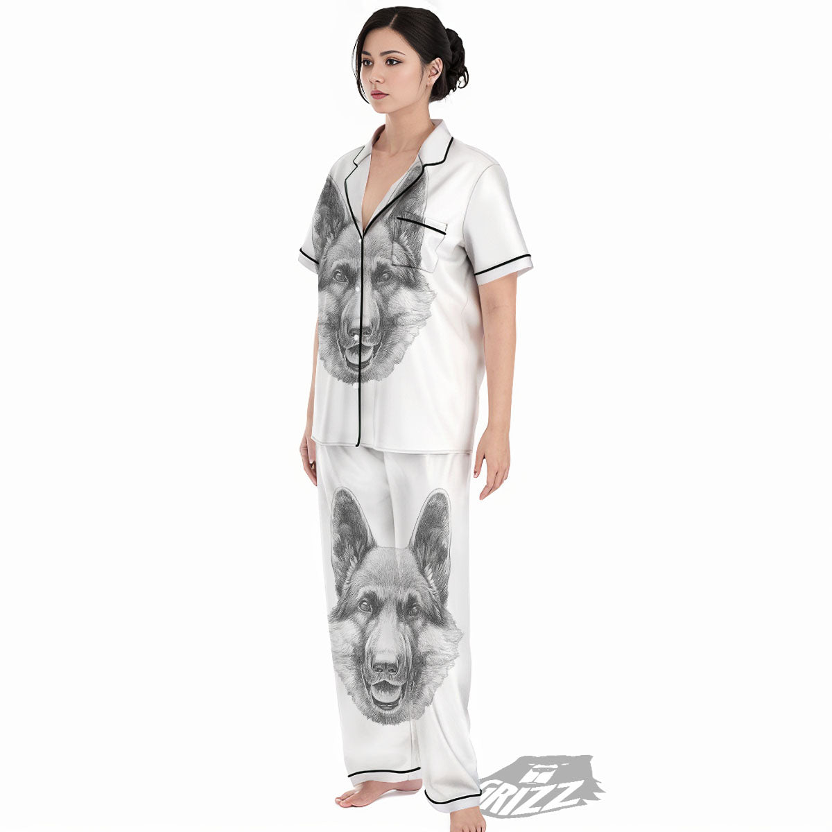Portrait Dog German Shepherd Print Women's Pajamas Set-grizzshop