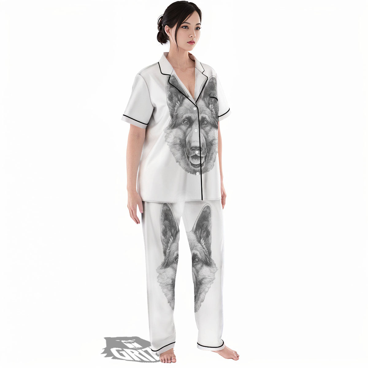 Portrait Dog German Shepherd Print Women's Pajamas Set-grizzshop