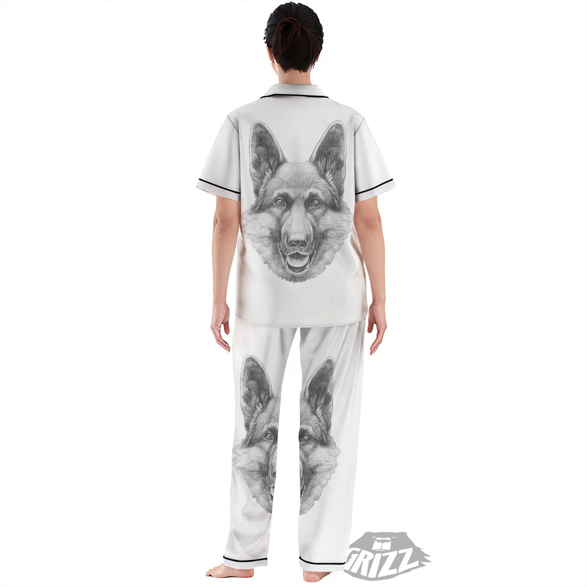 Portrait Dog German Shepherd Print Women's Pajamas Set-grizzshop