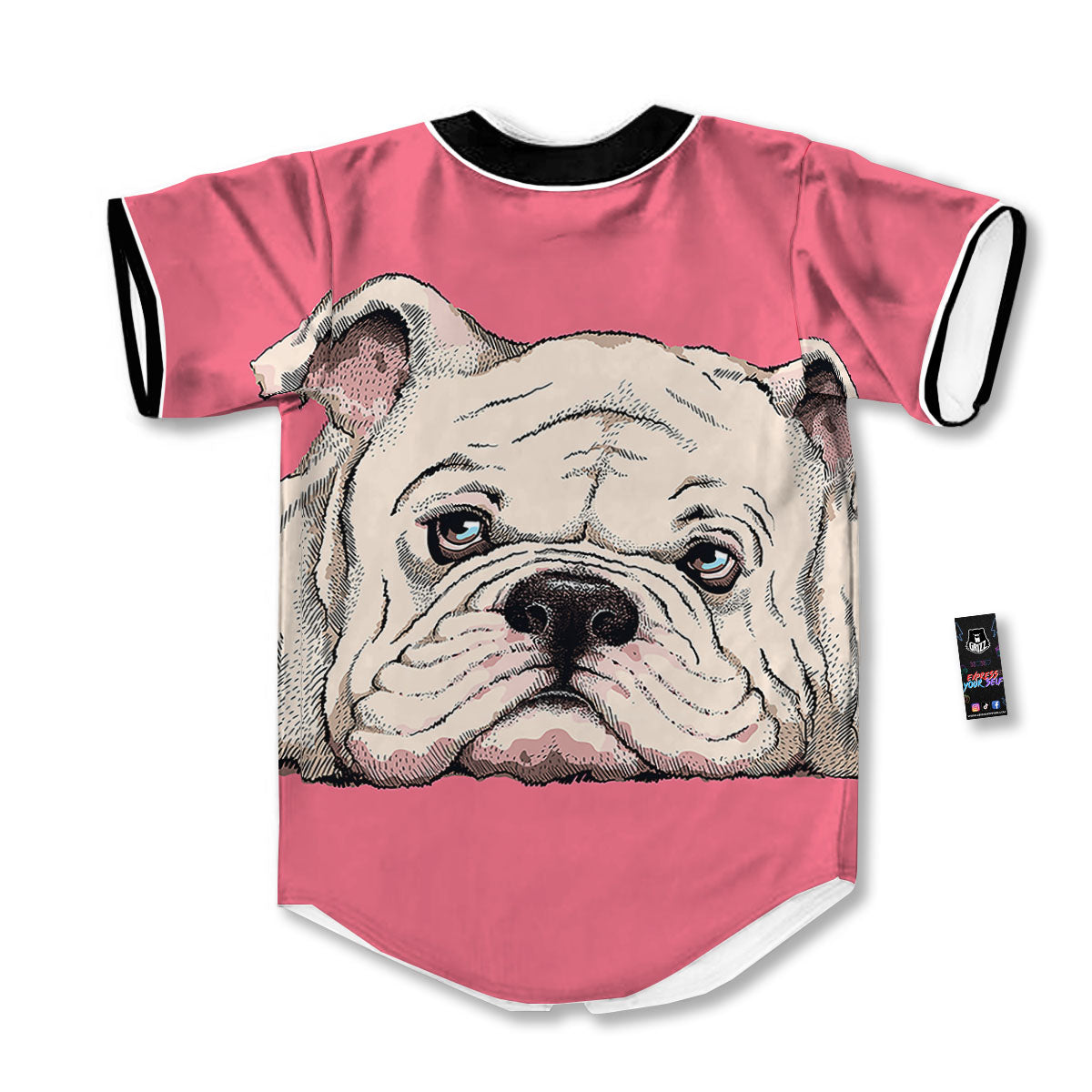 Portrait English Bulldog Print Baseball Jersey-grizzshop