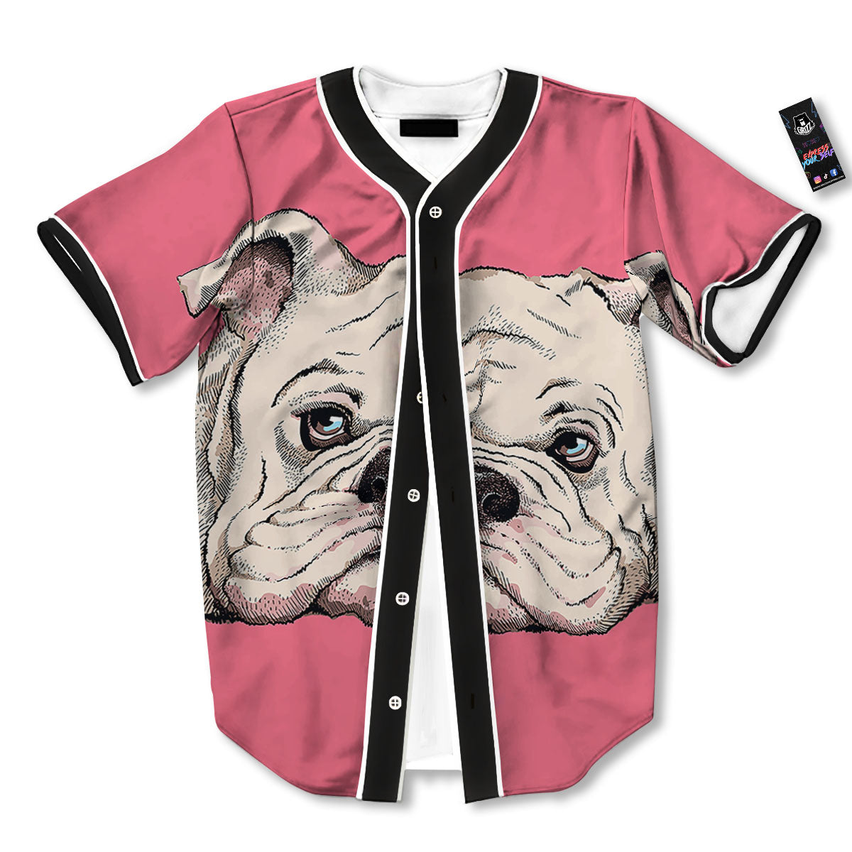 Portrait English Bulldog Print Baseball Jersey-grizzshop
