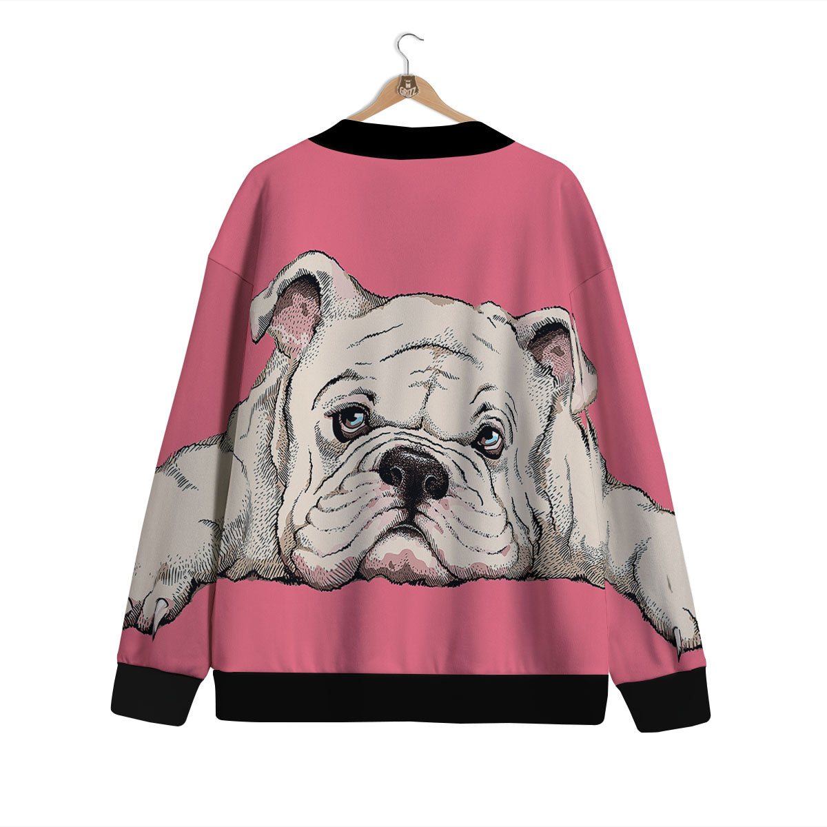 Portrait English Bulldog Print Cardigan-grizzshop