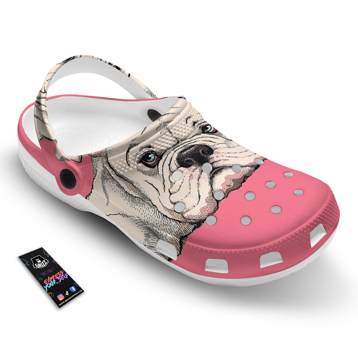Portrait English Bulldog Print Clog-grizzshop