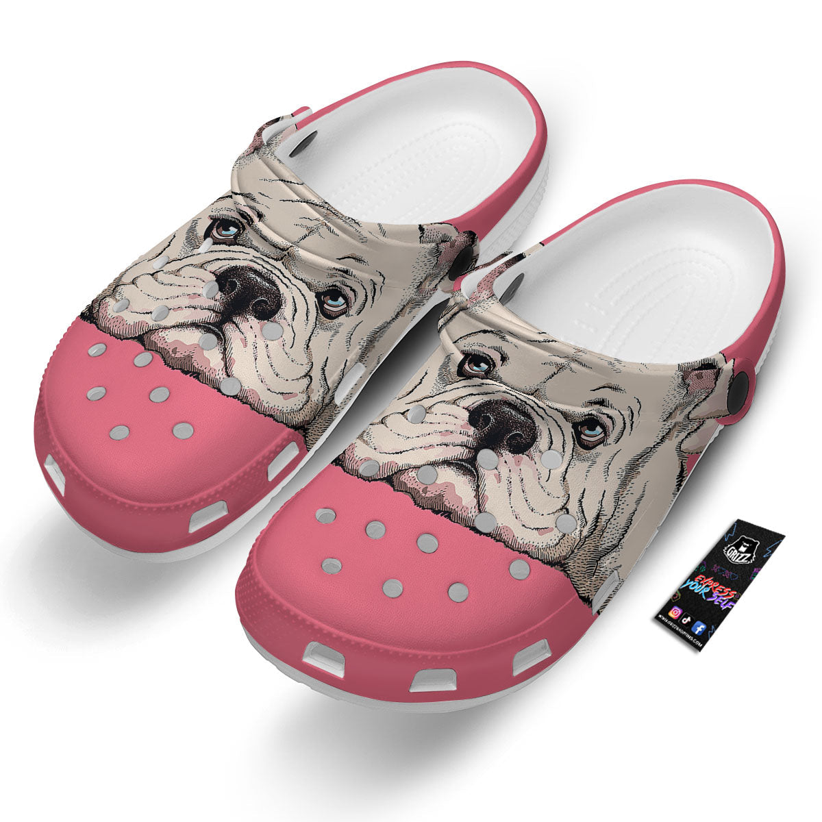 Portrait English Bulldog Print Clog-grizzshop