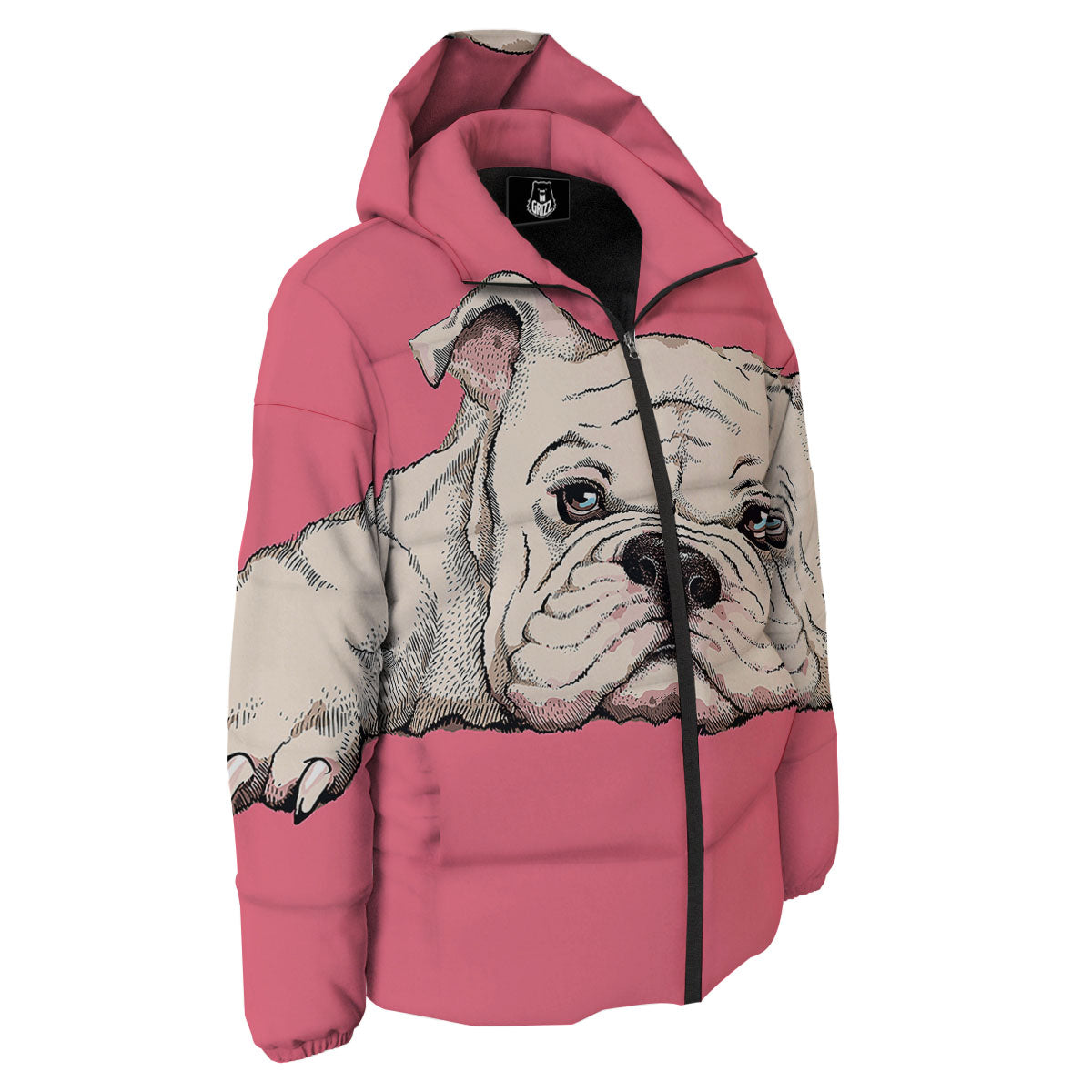 Portrait English Bulldog Print Down Jacket-grizzshop