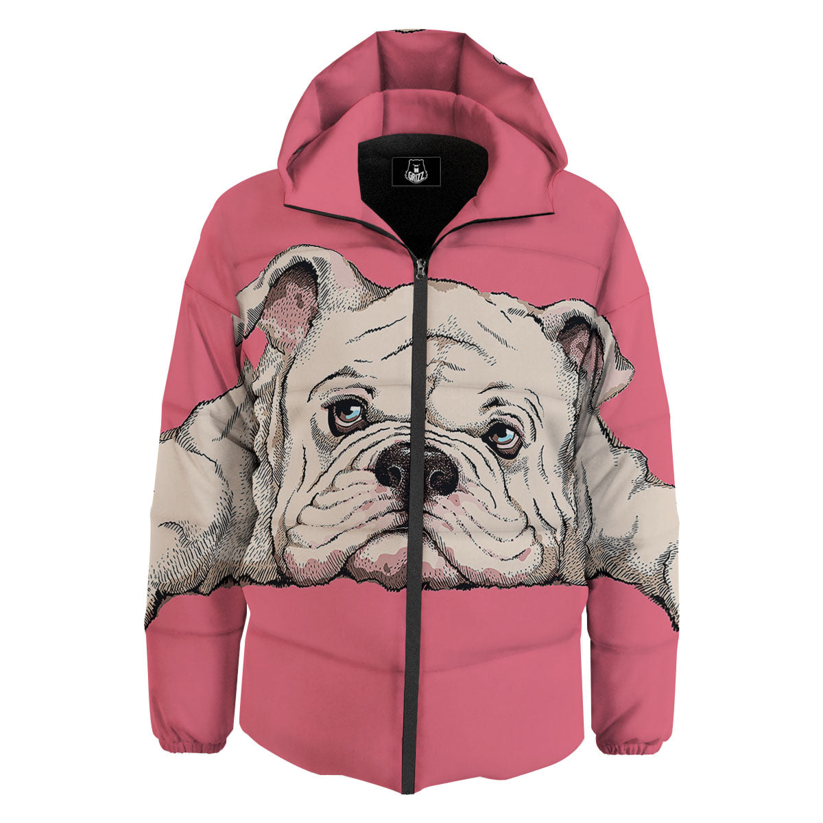 Portrait English Bulldog Print Down Jacket-grizzshop