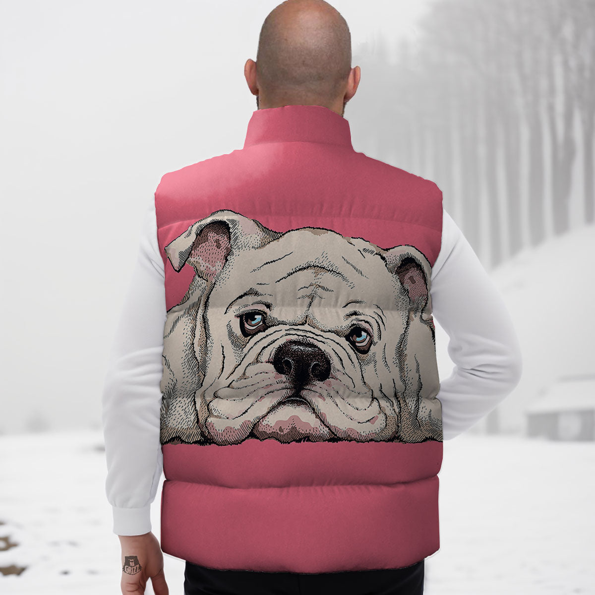 Portrait English Bulldog Print Down Vest