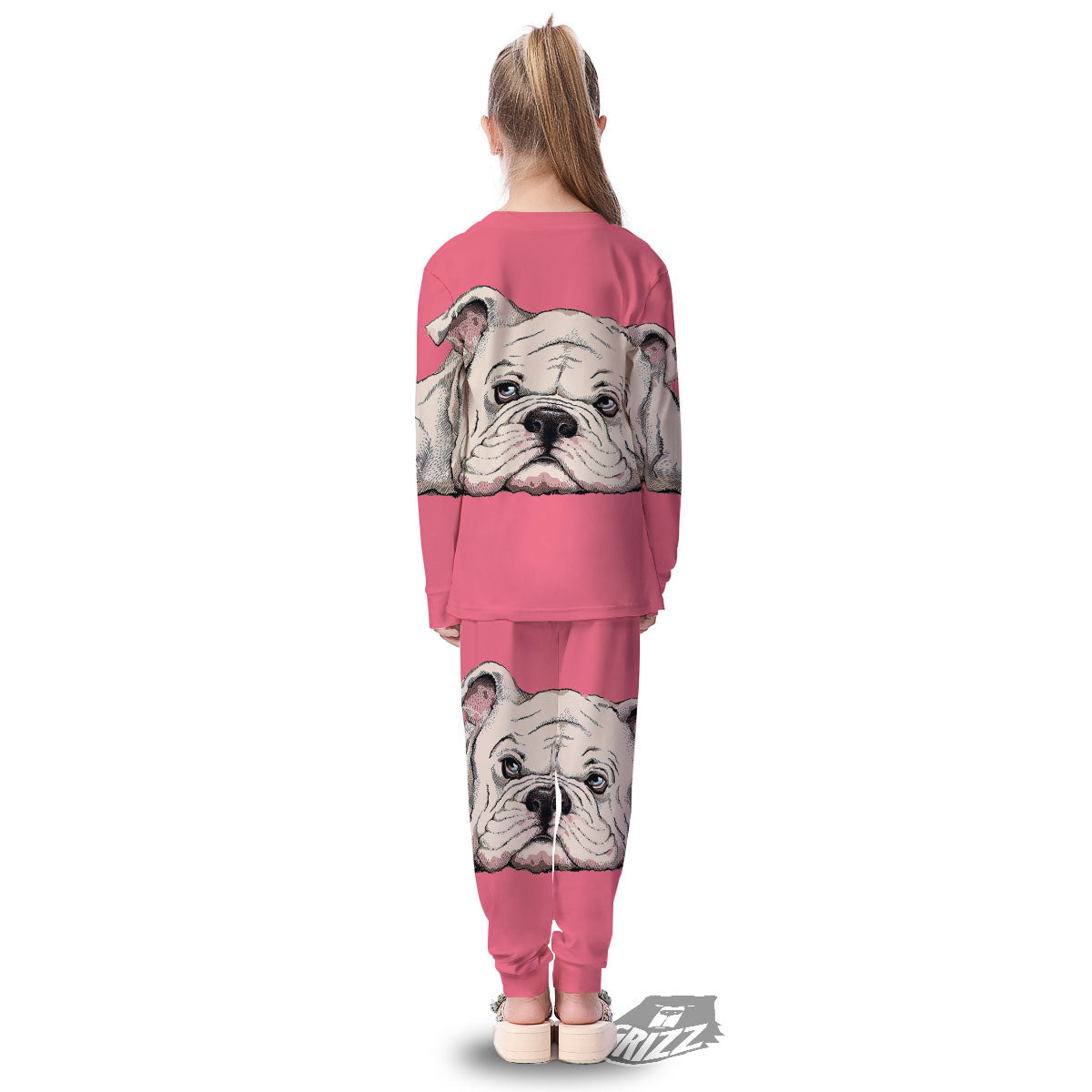 Portrait English Bulldog Print Kid's Pajamas-grizzshop