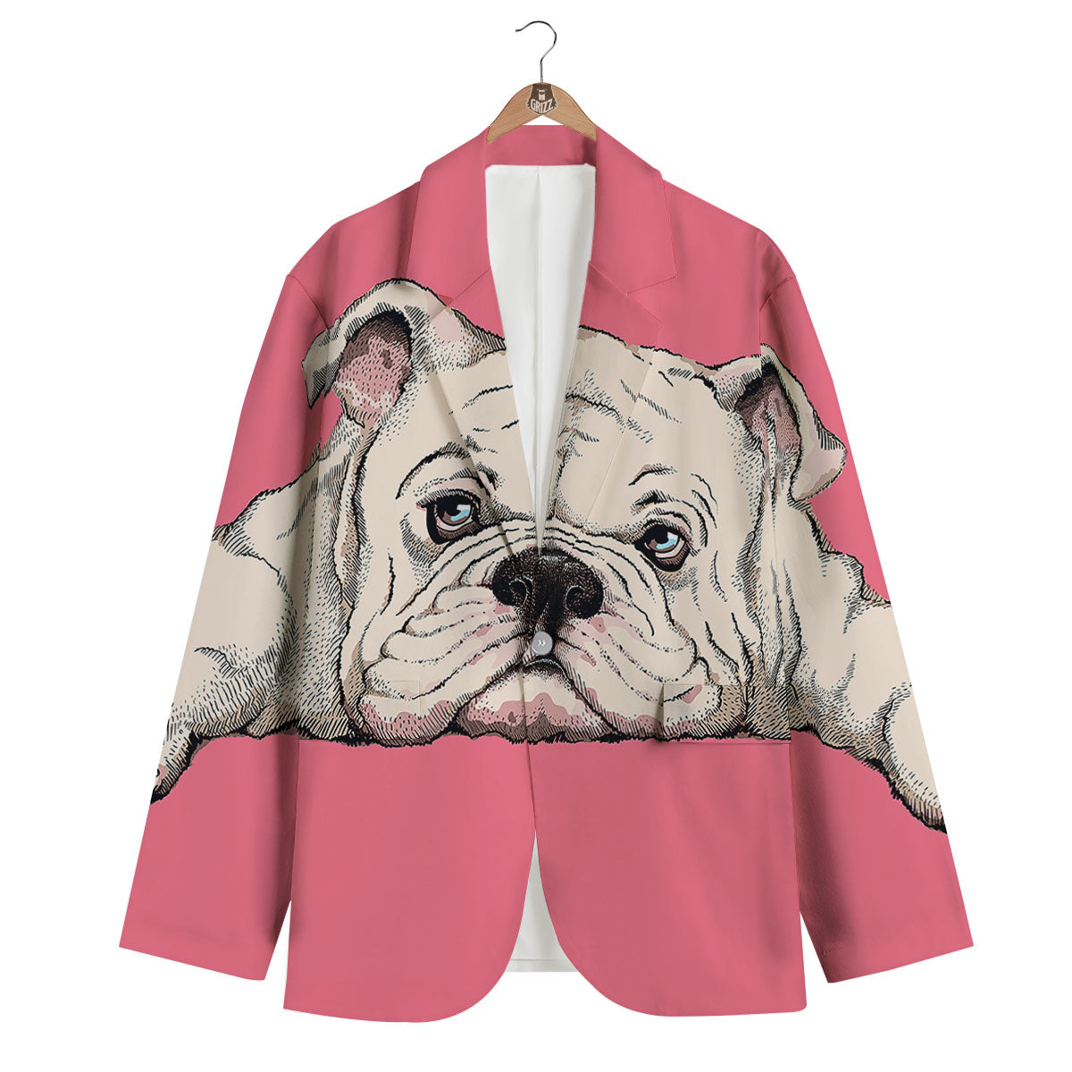 Portrait English Bulldog Print Men's Blazer-grizzshop