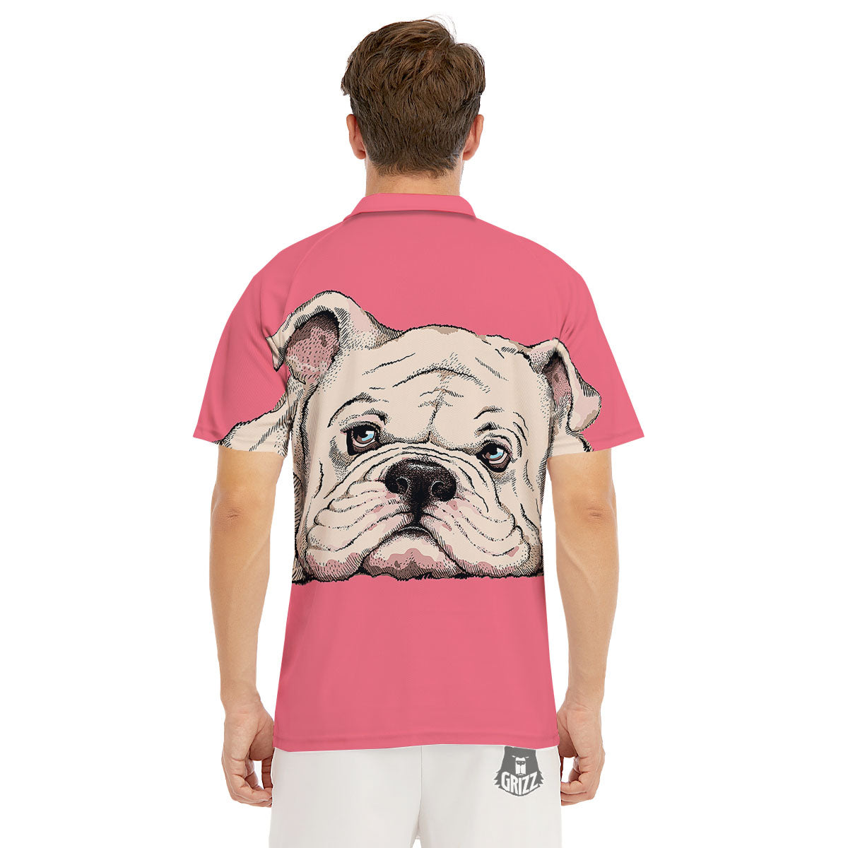 Portrait English Bulldog Print Men's Golf Shirts-grizzshop