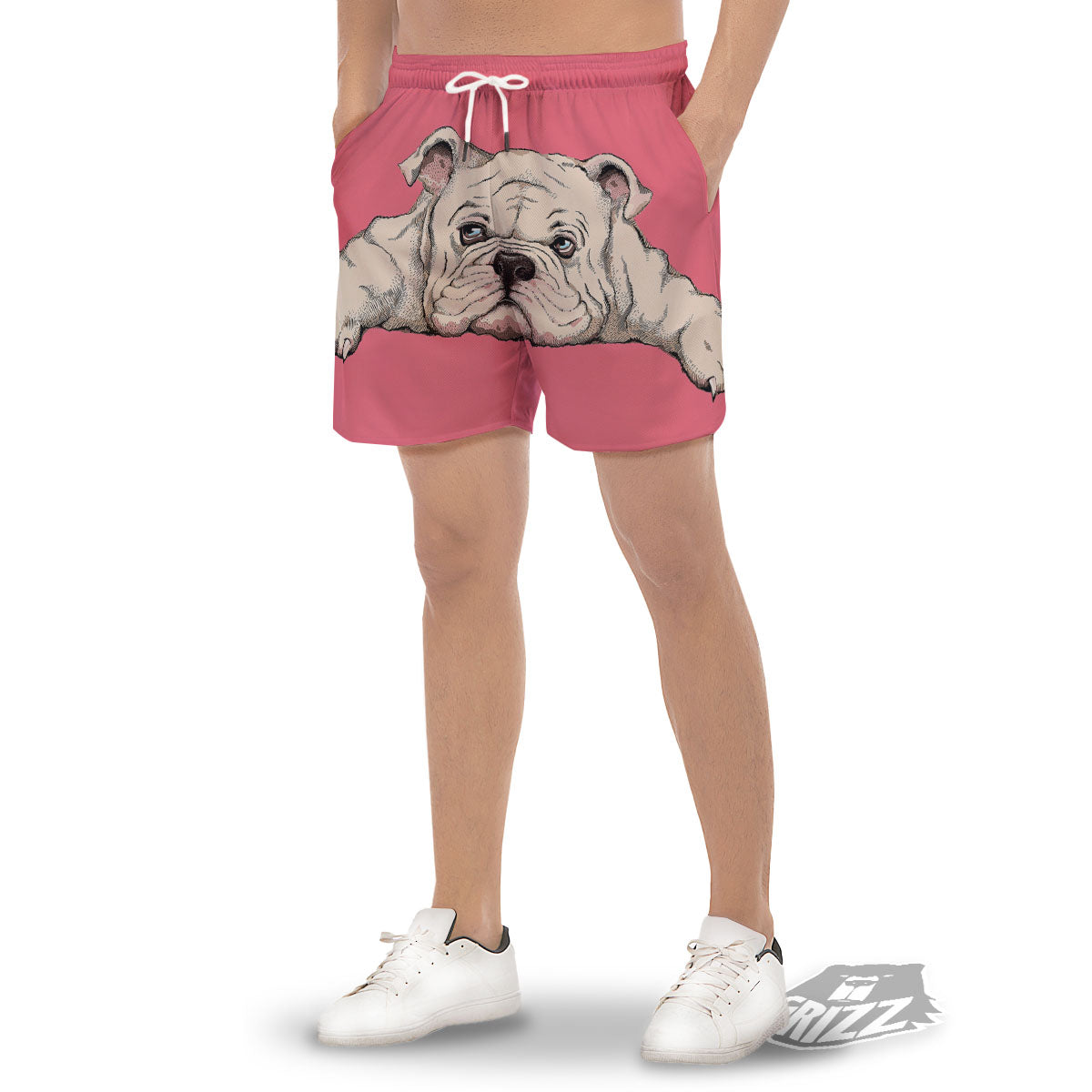 Portrait English Bulldog Print Men's Gym Shorts-grizzshop