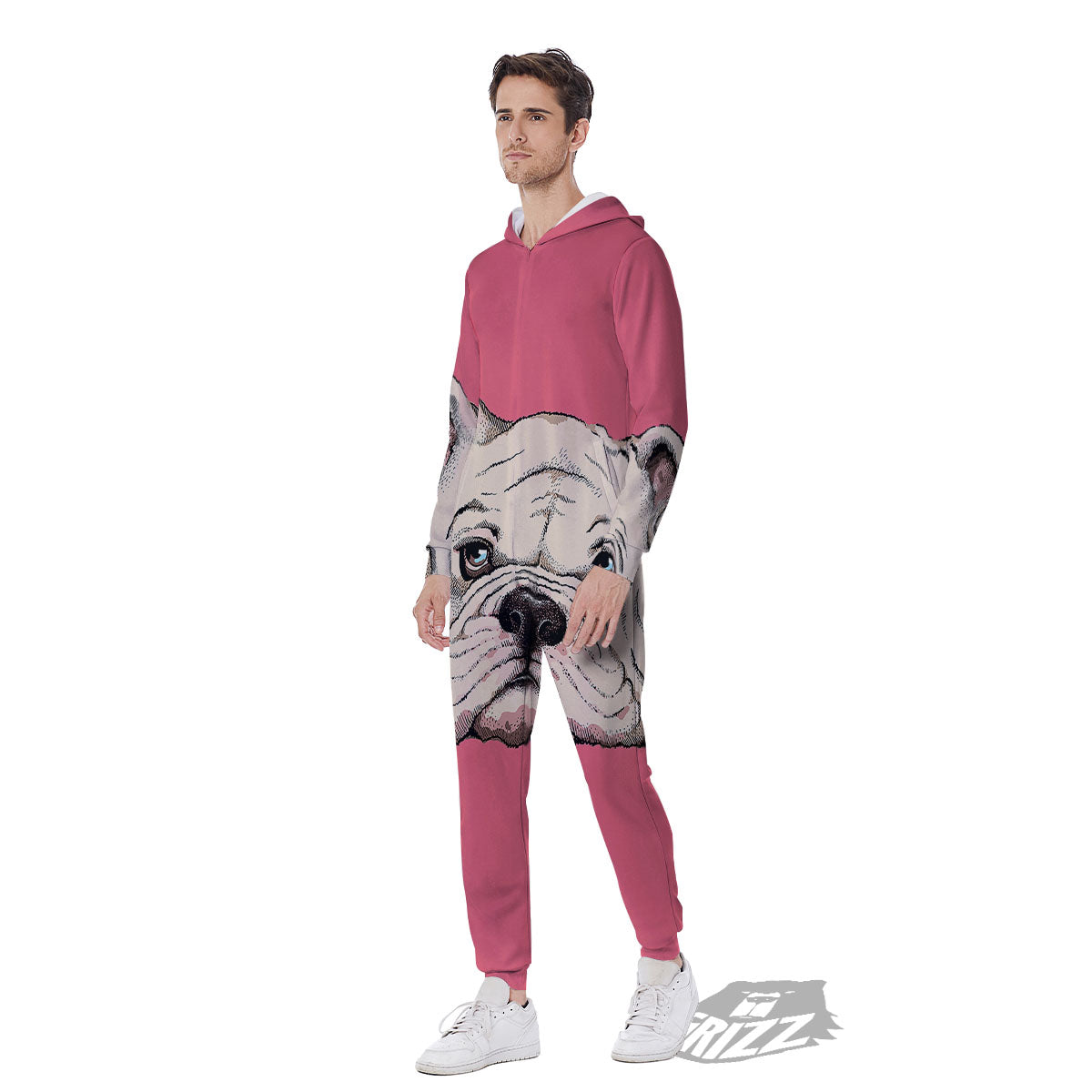 Portrait English Bulldog Print Men's Jumpsuit-grizzshop