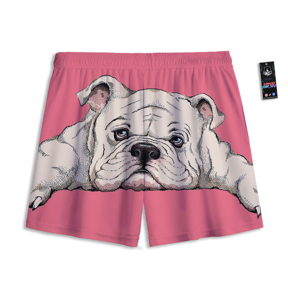 Portrait English Bulldog Print Mesh Shorts