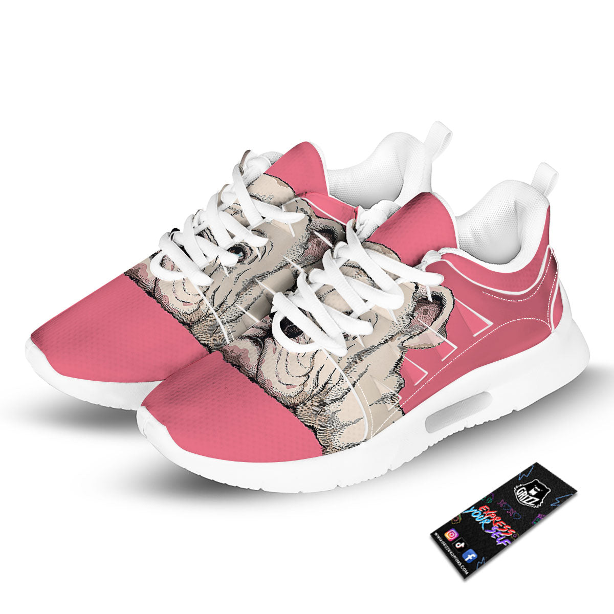 Portrait English Bulldog Print Tennis Shoes-grizzshop